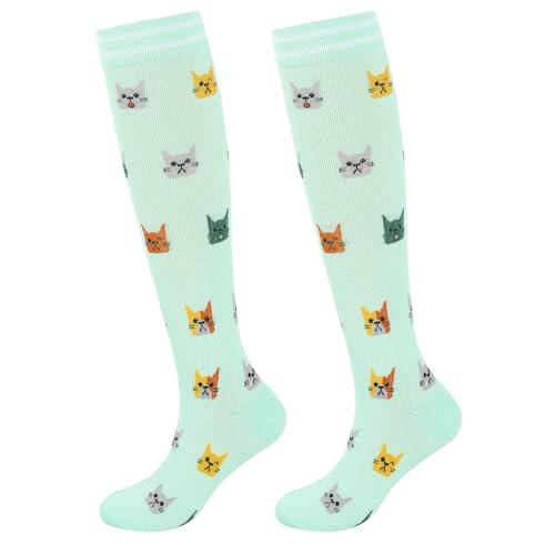 Junely Compression Socks for Women Knee High Stockings Funny Cute - color: A06blue Cat