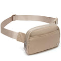 Pander Nylon Fanny Pack Belt Bag for Women with 5 Zipper Pockets - color: Raw Linen
