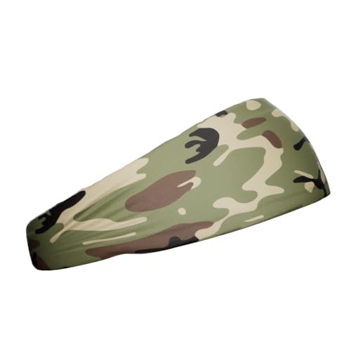 40+ Designs! Unisex Headband/Sweatband. Best for Sports, Fitness, Working Out, Yoga. Tapered Design - color: Army Camo
