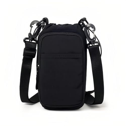 Bokelai Water Bottle Holder Bag with Strap Lightweight Crossbody Carrier Sling Bag for Hiking Camping Travelling Water Bottle Sleeve Gym Accessories - color: Black