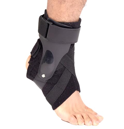 Ankle Brace with Side Stabilizers, Black Nylon and Thick Plastic Side Support Bar for Left and Right Foot Men and Women of Sprain Recovery (Black, X-Large)