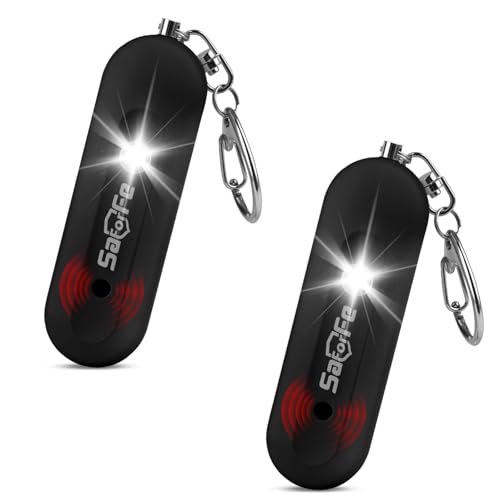 Personal Safety Alarm - Waterproof Rechargeable Security Alarm - 140dB Extra Loud Siren & Strobe Light - Self Defense Keychain - Gift for Women, Teenagers, College Girls, Seniors (Black+Black) - color: Black+Black