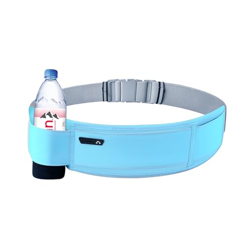 Running Hydration Belt with Water Bottle Holder for Men Women, Bounce-Free Phone Storage Waist Pack, Reflective Adjustable Marathon Belt for Jogging Trail Running,Fits All Phones (Light Blue) - color: Light Blue