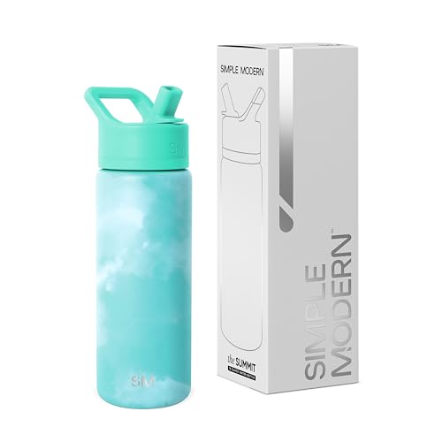 Simple Modern Insulated Water Bottle with Straw | 18oz | Tie Dye - color: Pattern: Ocean Tide (Pack of 1), style: 18oz