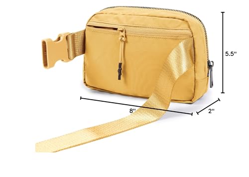 ODODOS Unisex Mini Belt Bag with Adjustable Strap Small Fanny Pack for Workout Running Traveling Hiking, Buff Yellow - color: Buff Yellow
