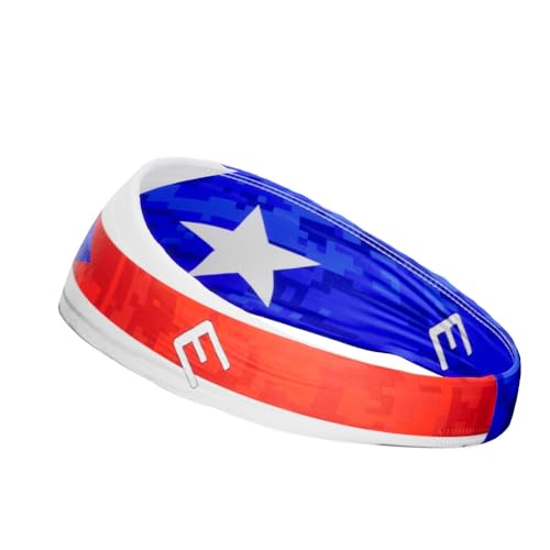 40+ Designs! Unisex Headband/Sweatband. Best for Sports, Fitness, Working Out, Yoga. Tapered Design - color: PUERTO RICO FLAG