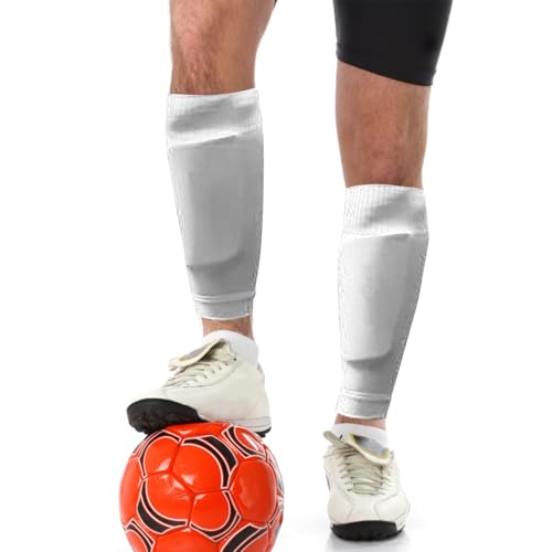 HUIOP Sock,Running Leg Socks, 1 Pair Shin Guard Socks Men Women Soccer Shin Socks Football Calf Sleeves - color: White