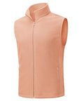 TACVASEN Men's Fleece Vest Winter Casual Vests Outerwear Sleeveless Jacket - color: Apricot, size: Large