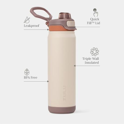 ZULU Powerfill Pro 32oz Stainless Steel Sip or Chug Water Bottle, Driftwood - color: Driftwood, style: 32oz