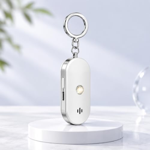 Personal Safety Alarm for Women, 130dB Rechargeable Keychain Alarm with Bluetooth SOS Alerts, Dual Speakers, Strobe Light, Low Battery Reminder, USB-C Emergency Siren for Travel(White) - color: White