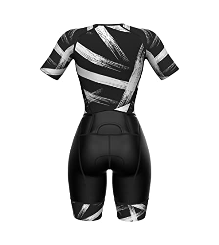 Sparx Aero Triathlon Suit Women Short Sleeve Tri Suit Women Running Swimming Cycling SkinSuit - color: Brushes, size: Small