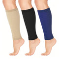 Junely 3 Pairs Calf Compression Sleeve for Men and Women - color: Blue Black Nude