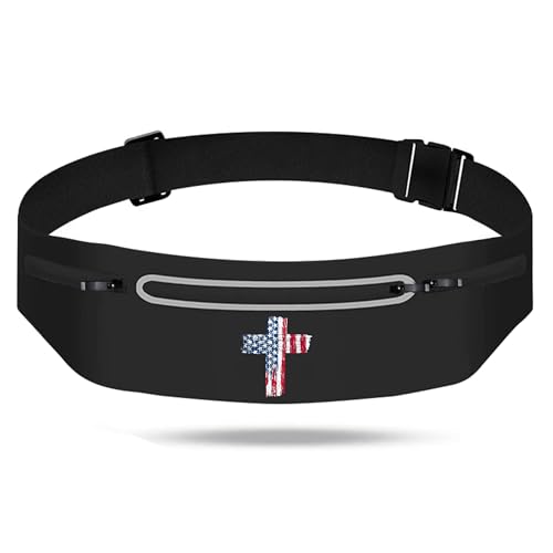 American Flag Cross Running Belts for Men Christian Jesus Cross fanny packs - color: American Flag Cross