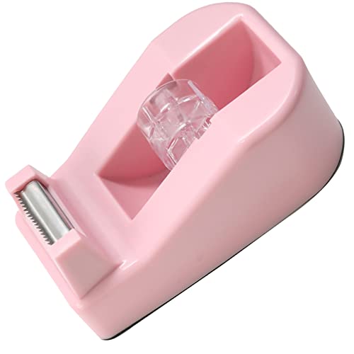 WELSTIK Desktop Office Tape Dispenser Non-Skid Base, for Packaging in Office,Restaurant, Flower Shop,Cake Shop,Pink - color: Pink