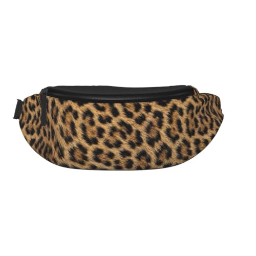 Dujiea Fanny Pack, Leopard Fur Pattern Waist Bag With Headphone Hole Belt Bag Adjustable Sling Pocket Fashion Hip Bum Bag For Women Men Kids Outdoors Casual Travelling Hiking Cycling - color: Leopard Fur Pattern