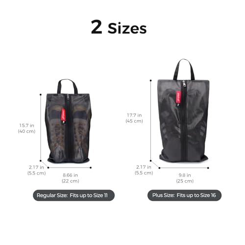 pack all Plus-Sized Shoe Bag for Travel, Water-Resistant Shoe Pouch - color: Plus-Black, style: 1 Pack