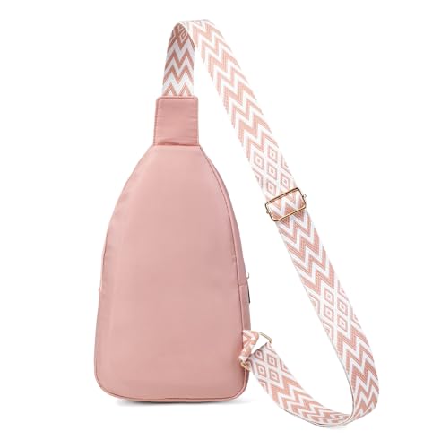 AOSTIHOT Crossbody Sling Bag Small Sling Backpack for Women, Chest Daypack Crossbody Shoulder for Travel Sport Running Hiking - color: M Pink