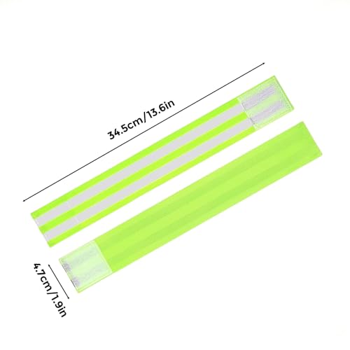 Reflective Bands 2 Pack High Visibility Adjustable Wrist Ankle Arm Leg Straps for Running Cycling - color: GREEN, size: One Size