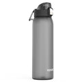 Opard Zip 32oz Plastic Water Bottle Dishwasher Safe, Leakproof Flip-Top Lid, BPA Free Tritan, Wide Mouth Reusable Sports Water Bottle for Gym Hiking Commuting Outdoor Travel and School - color: Charcoal Black, style: 32 Ounces
