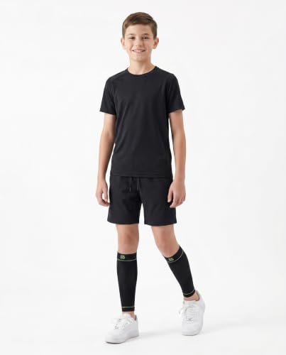 Calf Compression Sleeves Kids & Teens Shin Support Circulation 1 Pair - color: Black, size: Medium