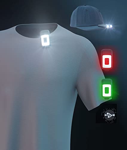 Yls Running Light for Runners Rechargeable, 5 Lighting Modes LED Clip On Flashlight, Portable Weaterproof Hat Lights, Walking Light for Night Walking, Running, Camping, Hiking, Jogging - color: Charcoal Gray