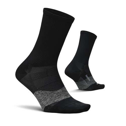 Feetures Elite Light Cushion Mini Crew Sock - color: New Black (1 Pair), size: Medium