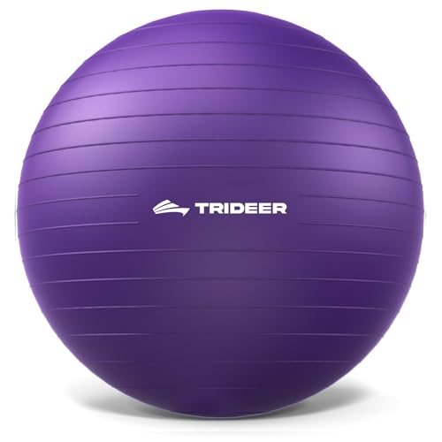 Trideer Yoga Ball for Exercise, Pregnancy, Exercise Ball, Pump Included - color: Purple, size: L(23-26ines/58-65cm)