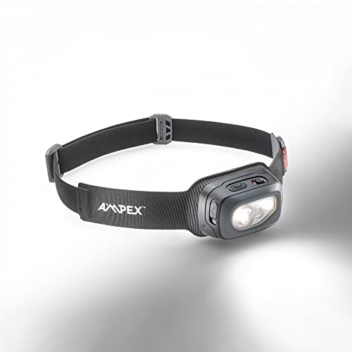 AMPEX Head Lamp - Comfortable, Waterproof Headlamp Rechargeable with Bright LED, 85h Runtime, Red Mode - Outdoor Use, Hiking, Backpacking - 300 Lumens - style: 300L Rechargeable Headlamp