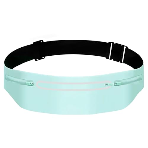 Fanny Packs for Women,Waterproof Fanny Pack for Men,Adjustable Running Belt Waist Pack Slim Expandable Pocket Belt Bag,iPhone Running Holder Cell Phone Elastic Waist Pouch Bag Light Blue - color: 02-Blue with 3 Pockets
