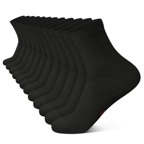 Compression Running Ankle Socks Men & Women 6 Pairs Quarter Cycling Socks - color: Black, size: Small-Medium