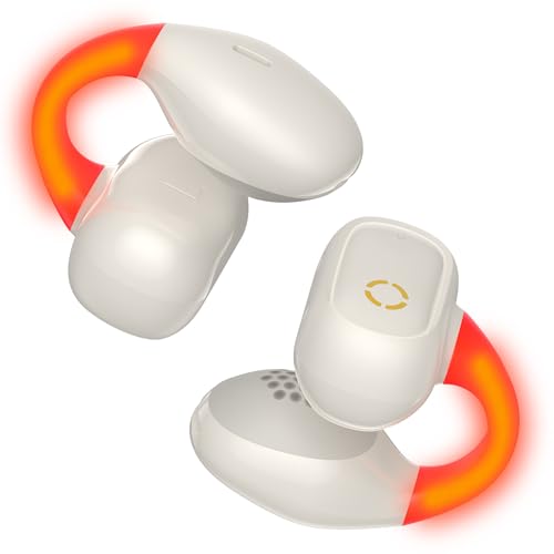 Wireless Open Ear Earbuds Sports Clip-On Headphones with Night Flash Lights - color: White