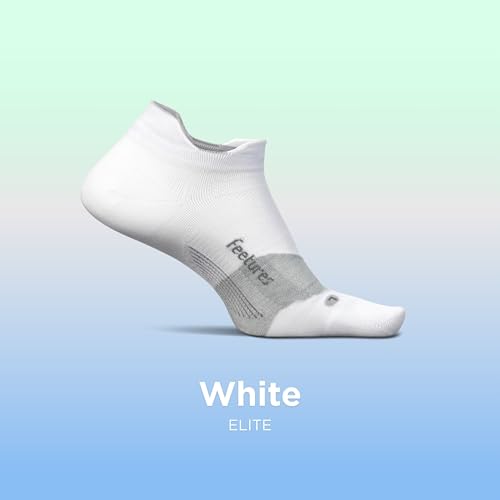 Feetures Elite Ultra Light No Show Tab Ankle Socks - Sport Sock with Targeted Compression - color: New White (3 Pack), size: Medium