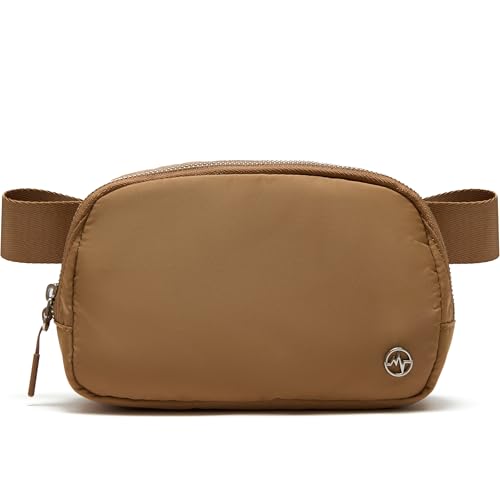 Pander Unisex Belt Bag Fanny Pack for Women with Adjustable Strap, Small Waist Pouch for Workout Running Traveling Hiking - color: Caramel Brown