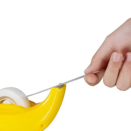 Amazeko Clapping Monkey Tape Dispenser with Cymbals, Fun Animal Desk Decor, 1 in Core, Non-Slip Weighted Banana