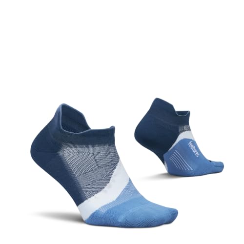 Feetures Elite Light Cushion No Show Tab Sock Wave - color: Blue Wave (1 Pair), size: Large