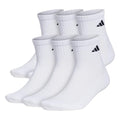 adidas Men's Athletic Cushioned Quarter Ankle Socks 6 Pairs - color: White/Black, size: X-Large
