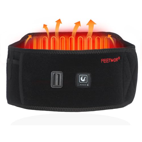 Heated Waist Belt, Cordless Lower Back Heating Pad, Black - size: 45 inches