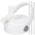 Straw Lid Sport Water Bottle Wide Mouth, Flex Straw Lid Compatible with Hydroflask 12 16 18 20 32 40 64 oz, Replacement Lids and Water Bottle Lid Accessories (White) - color: White