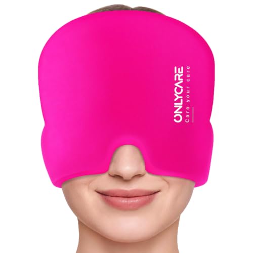 ONLYCARE Migraine Relief Cap, Headache Relief Cold Cap with Odorless Gel - color: Rose Red