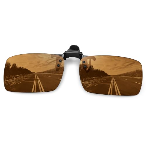MEETSUN Polarized Clip On Sunglasses for Men Women, Fit Over Glasses - color: 1pack-brown