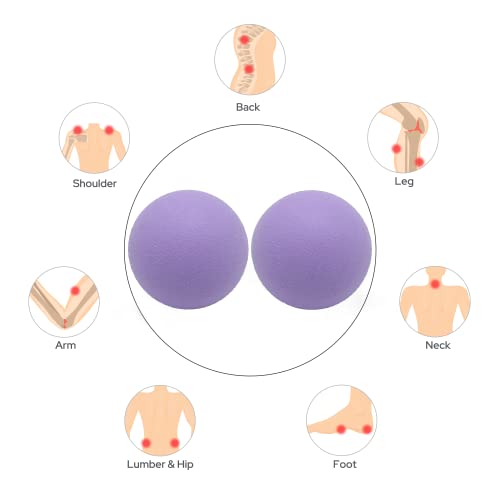 Hard Lacrosse Ball Massage Ball Therapy. Firm Trigger Point Massager Tool for Deep Tissue Yoga Physiotherapy Myofascial Release Muscle Relax Plantar Fasciitis Pain Relief (2 Pack) (Purple) - color: Purple