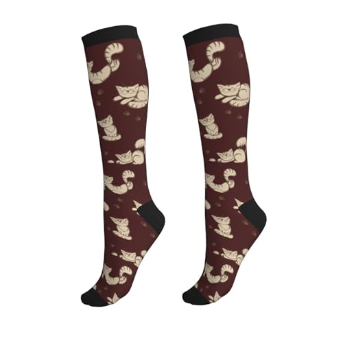 Crazy Fun Compression Socks, Unisex Knee High Support Socks - color: Cat Pattern