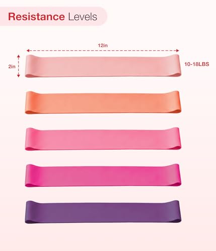 5 Pack Resistance Bands Set, Natural Latex Exercise Bands for Strength Training, Yoga Pilates Stretching, Full Body Workout & Physical Therapy for Men Women Beginners