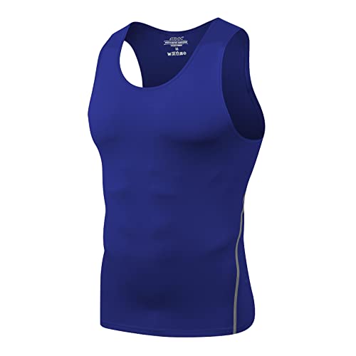 Mens 3 Pack Compression Tank Tops Sleeveless Compression Shirt - color: Grey+red+blue, size: X-Large