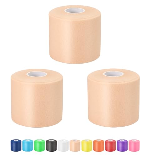 Pre Wrap Athletic Tape 3 Pack, 2.76 Inch x 30 Yards Foam Underwrap, Skin - color: Skin