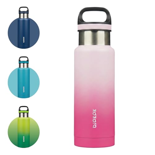 BJPKPK 18oz Insulated Water Bottle Stainless Steel Water Bottle with Handle - color: Cherry, size: 18 Ounces