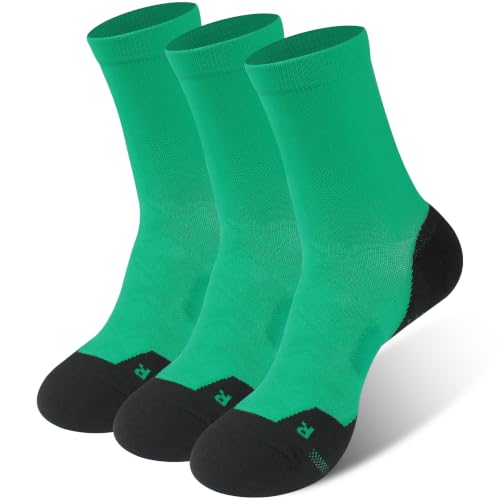 NIcool Cycling Socks For Men, 1/3 Pairs Bright Seamless Compression Running Crew Socks Youth Cushioned Tennis Quarter Socks - color: 3 Pairs Deep Green