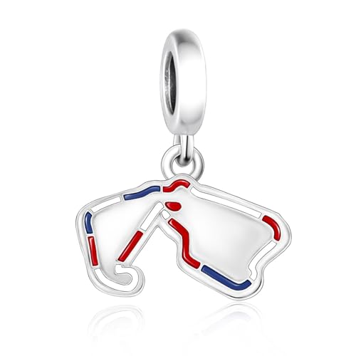 F1&Famous Race Racetrack Charm for Bracelet Necklaces, S925 Sterling Silver Charms, UK Brazil Spain Race Track Charms Jewelry Racing Souvenirs Gift - color: Race Racetrack Q4092
