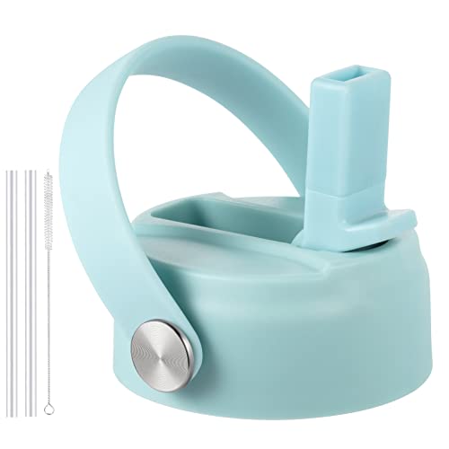 RRegeny Straw Lid for Hydro Flask Wide Mouth 32 40 oz, Lids with Flexible Handle compatible with HydroFlask, Replacement Sports Flex Cap Wide Mouth Top - color: Light Green