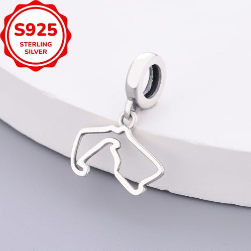 F1&Famous Race Racetrack Charm for Bracelet Necklaces, S925 Sterling Silver Charms, UK Brazil Spain Race Track Charms Jewelry Racing Souvenirs Gift - color: Race Racetrack Q3909